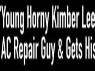Young desiring Kimber Lee Blows AC Repair bloke & Gets His Jizz&excl;