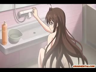 Bald youth Anime Standing Fucked A Busty Coed In The Bathroom