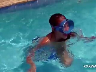 Stupendous brunett hora godis swims underwater