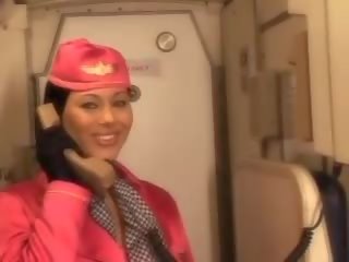Tremendous air hostess sucking pilots big phallus