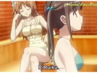Menarik anime kanak-kanak perempuan dalam sauna