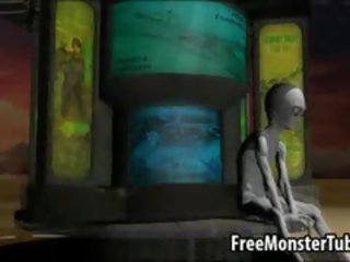 3D honey Sucks shaft And Gets Fucked By An Alien